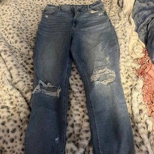 American eagle mom jeans size 12 with holes in the knees